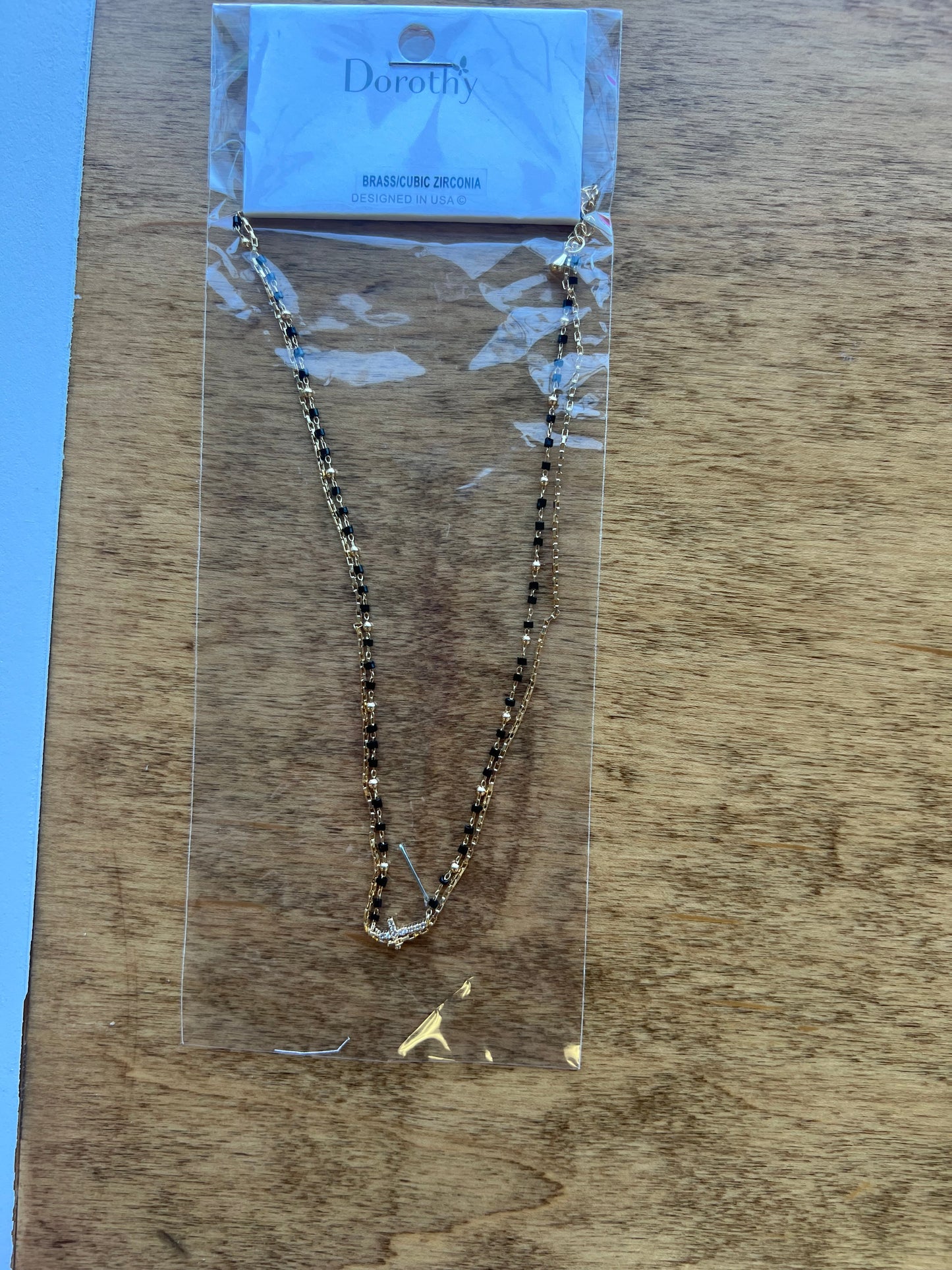 Black Beaded Short Necklace