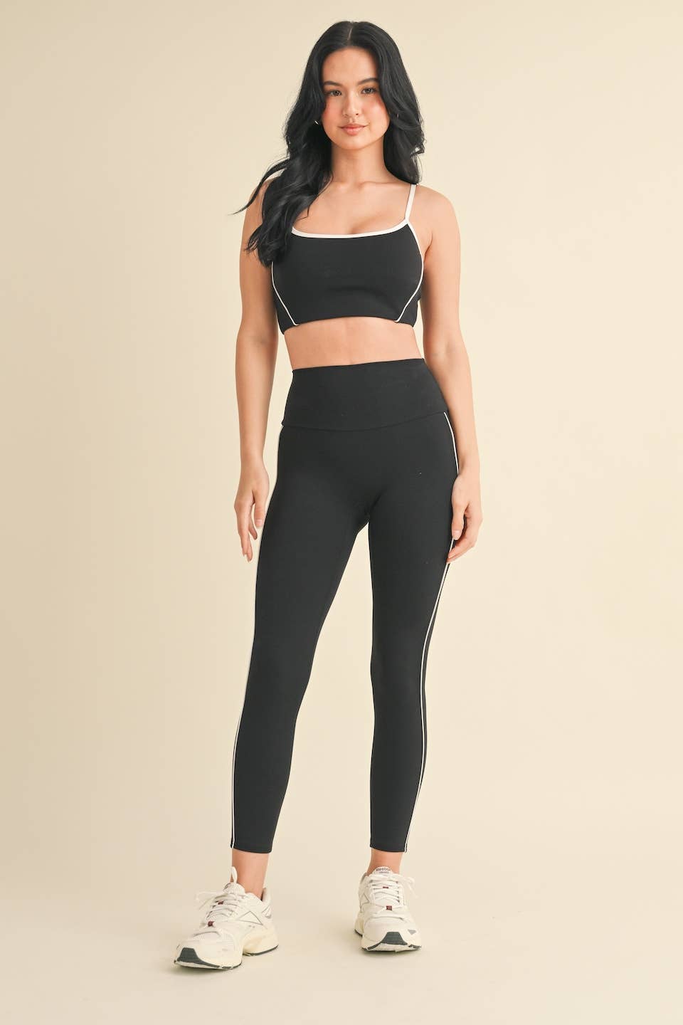 Piping Detail Crop Tank and Leggings Set