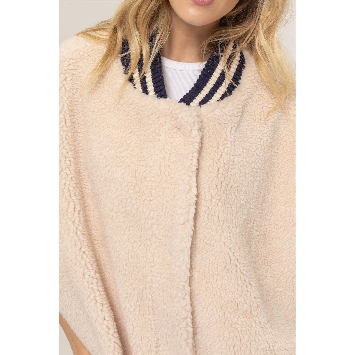 Stripe Edge Oversized Teddy Vest