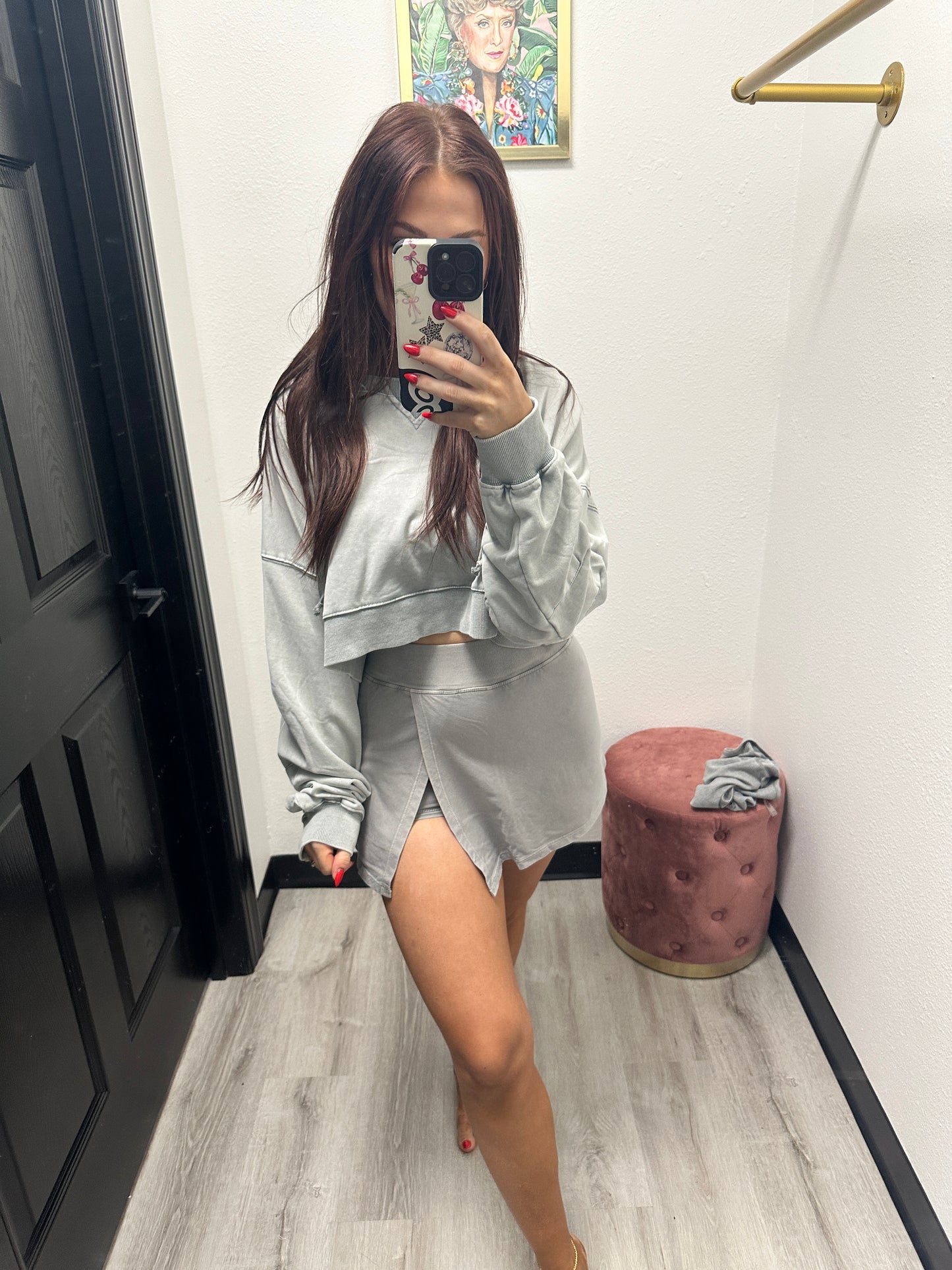 Grey Side Slit Skort
