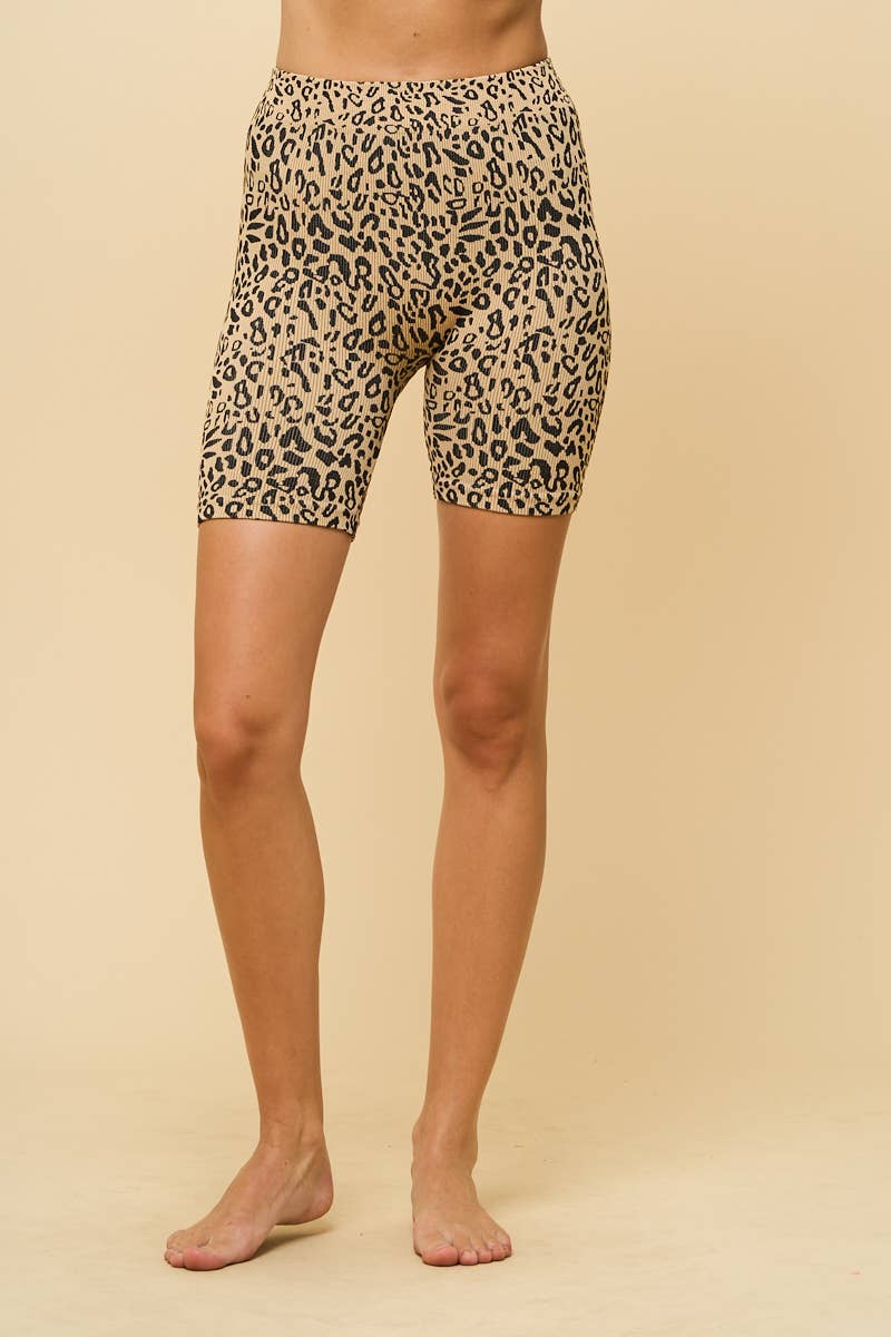 LEOPARD PRINTED BIKER SHORTS