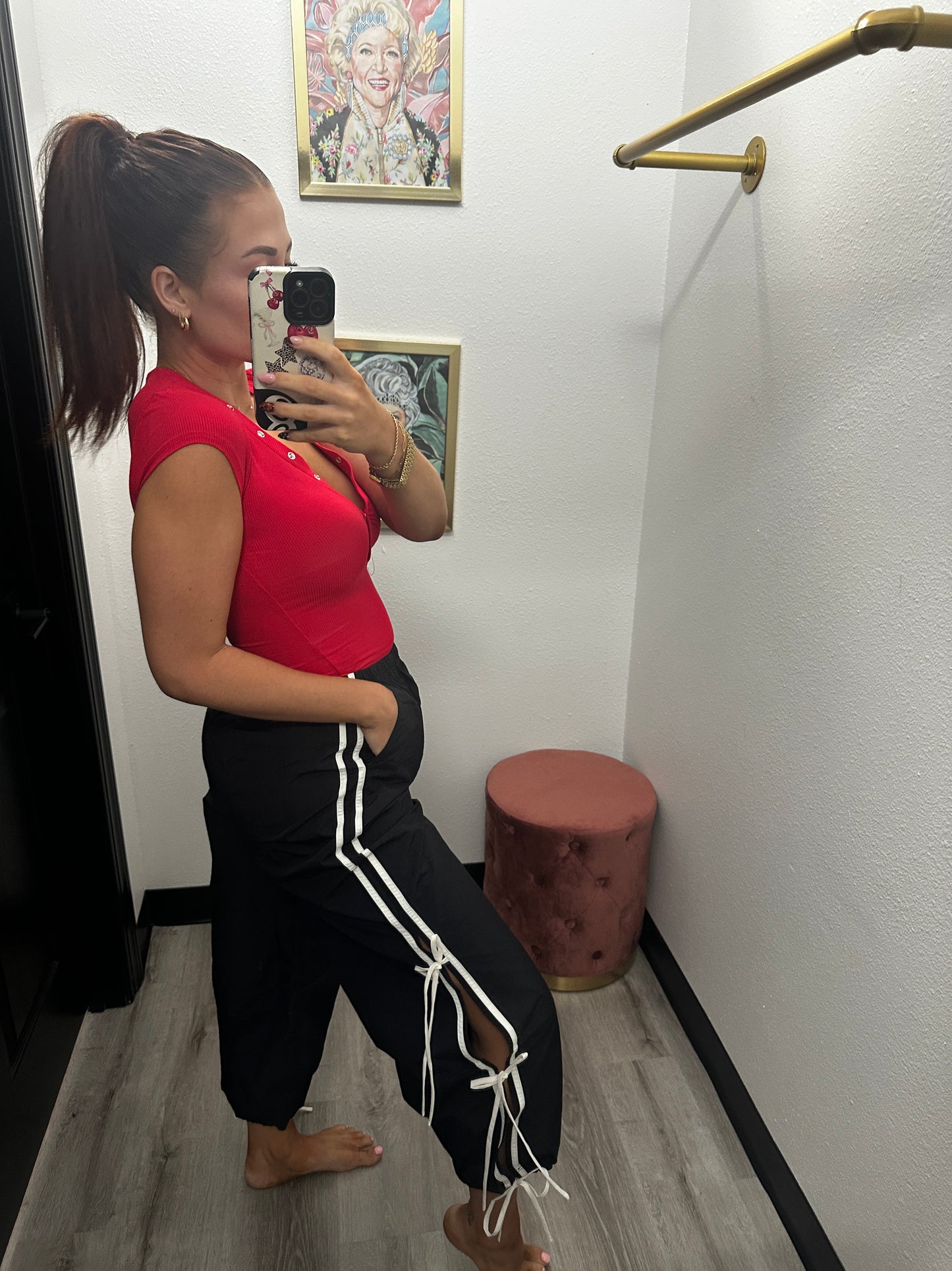 Side Tie Strap Track Joggers