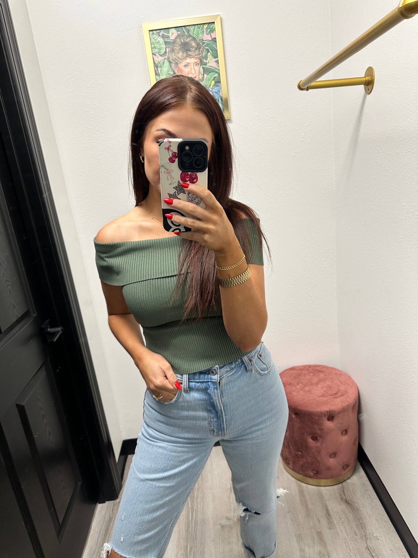 Ribbed Off The Shoulder Basic
