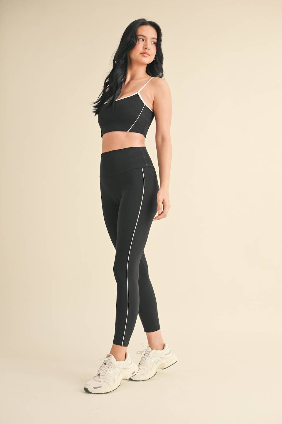 Piping Detail Crop Tank and Leggings Set