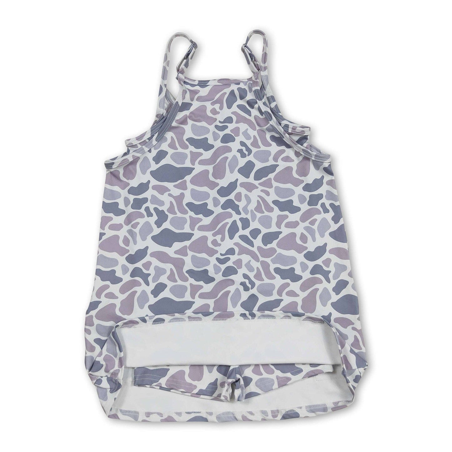 Straps grey camo kids girls summer athletic dresses