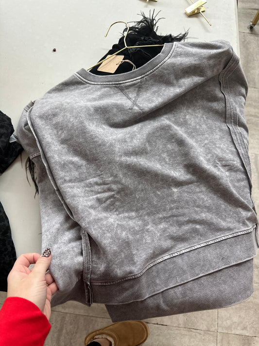 Washed Open Seam Pullover