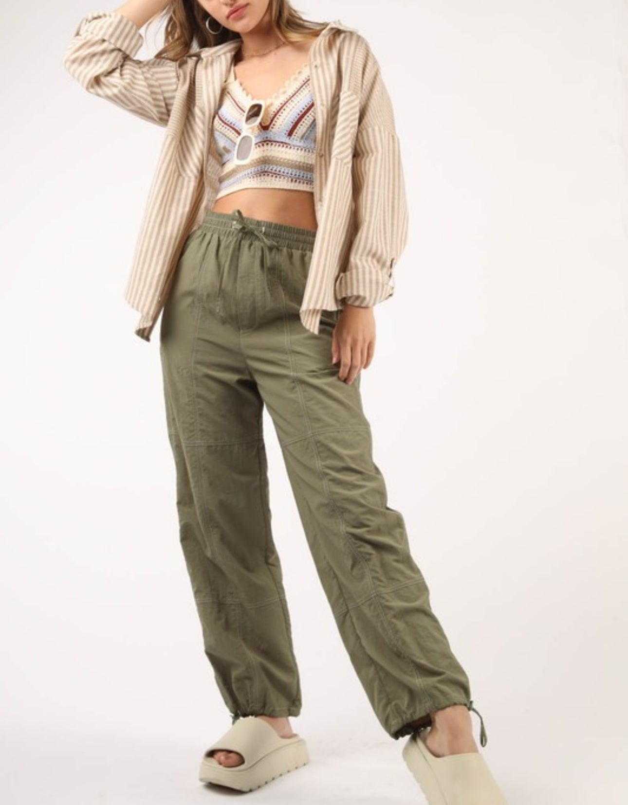 Green Moment Parachute Pants