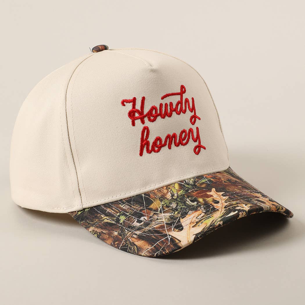 Howdy Honey Embroidery Camo Two-Tone Trucker Hat