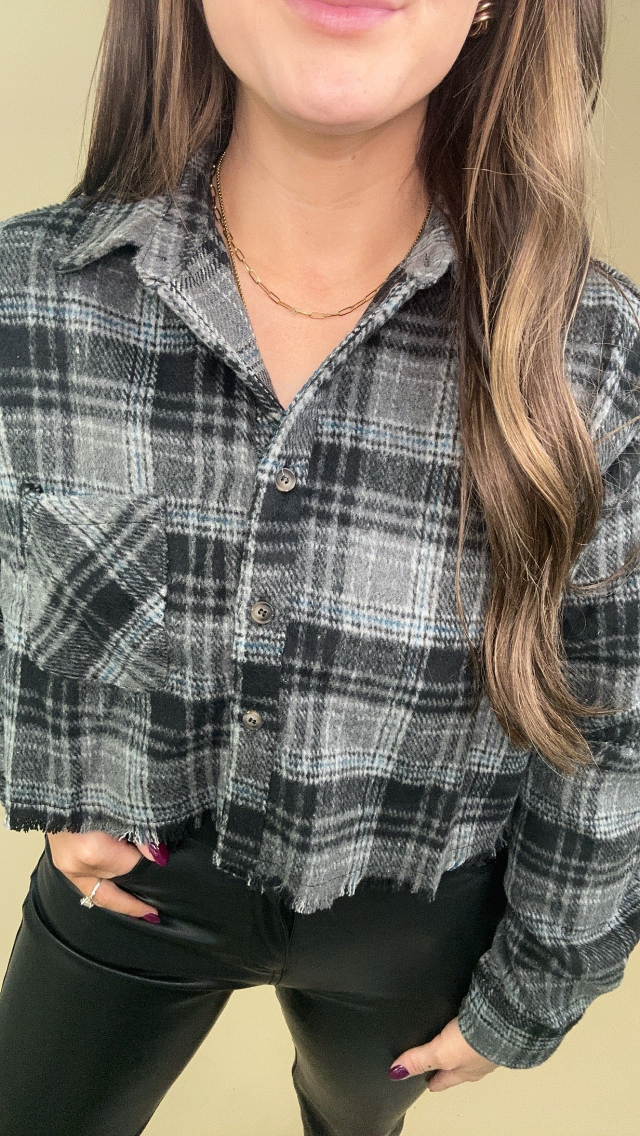 Go Blue Plaid Cropped Jacket