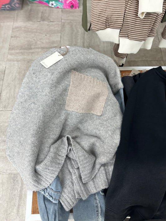 Grey Denim Sleeve Sweater