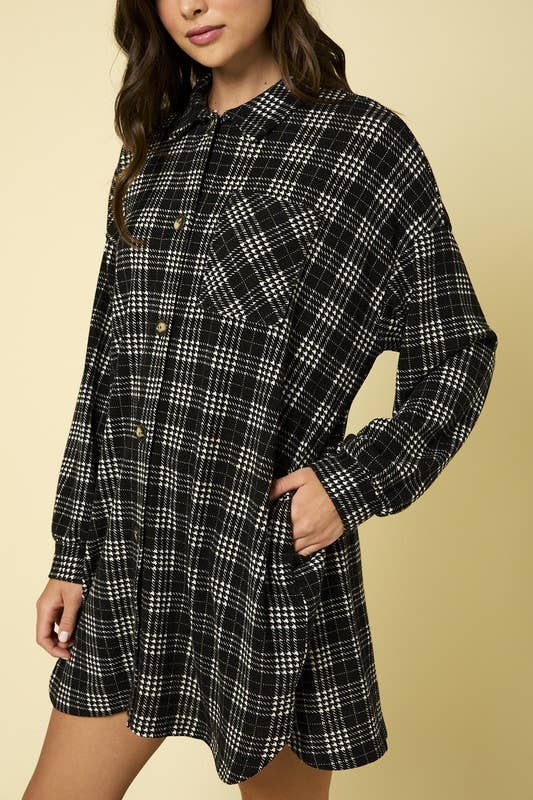 Long Sleeve Button Down Side Pocket Brushed Shaket