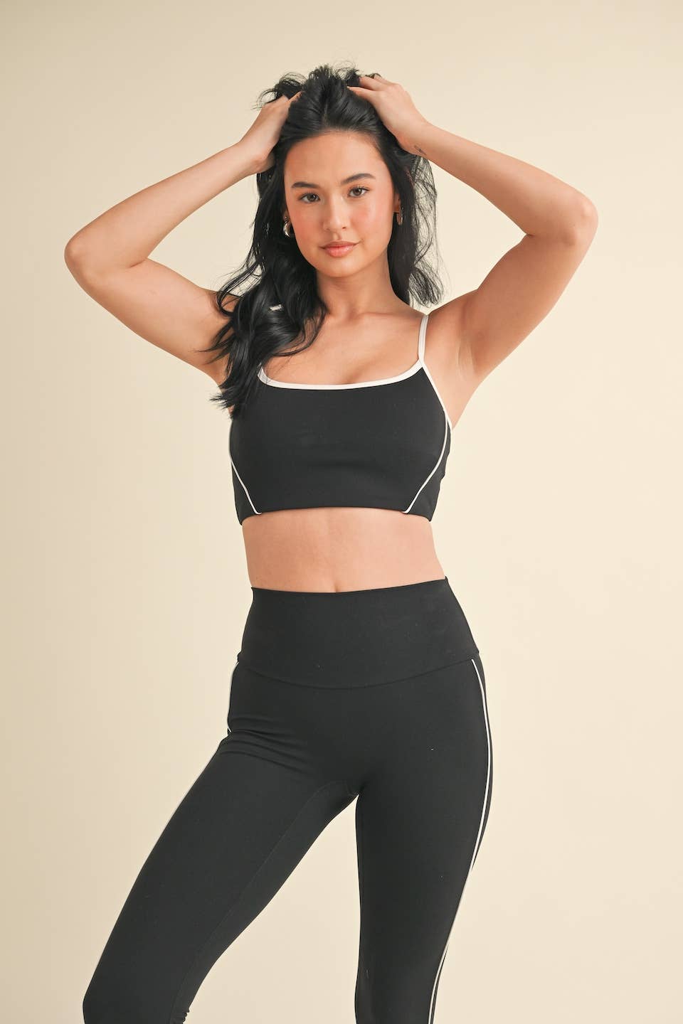 Piping Detail Crop Tank and Leggings Set