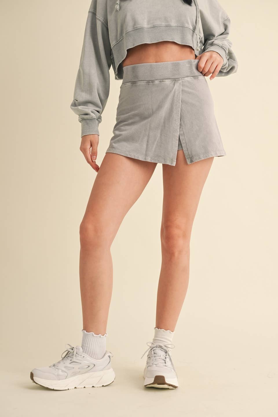 Mineral Wash Side Slit A-Line Skort