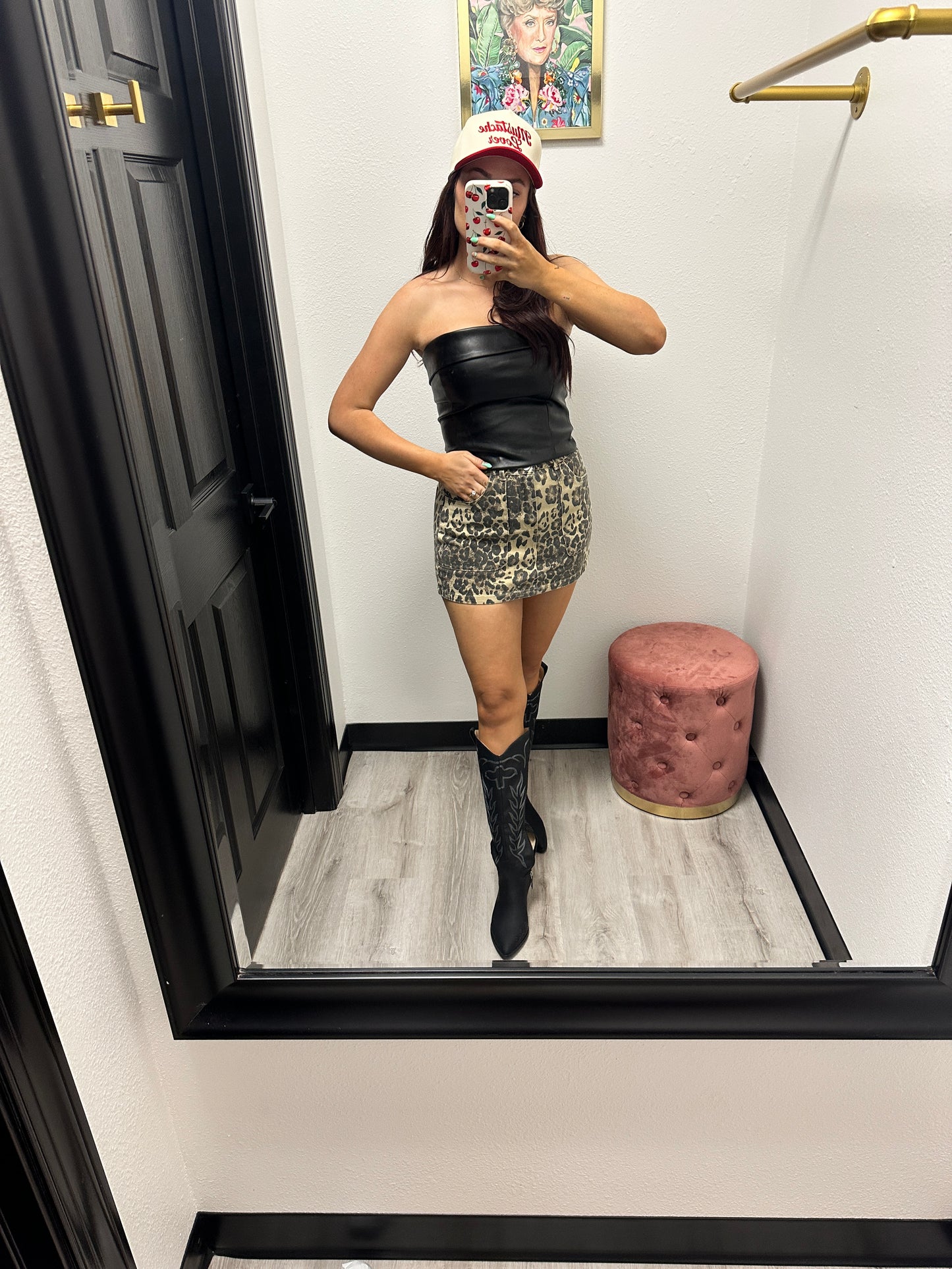 Cheetah Denim Skirt