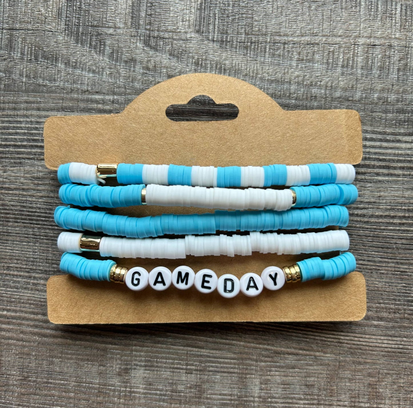 Game Day Friendship Bracelets Light Blue and White