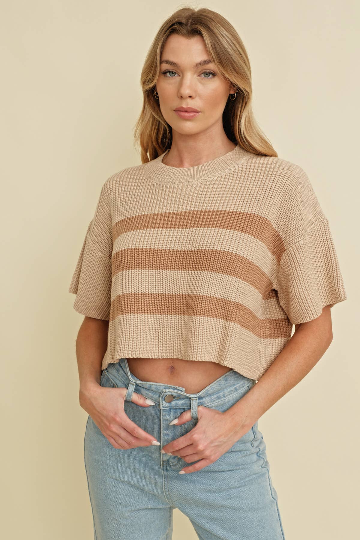 RIBBED KNIT SWEATER TOP