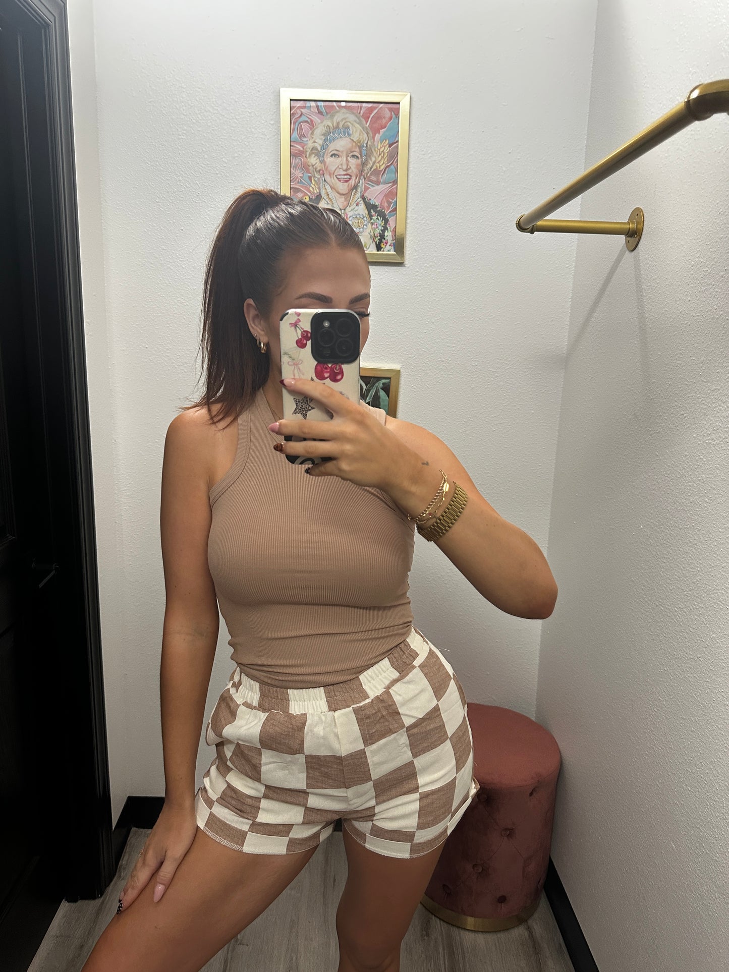 Checkered Linen Shorts