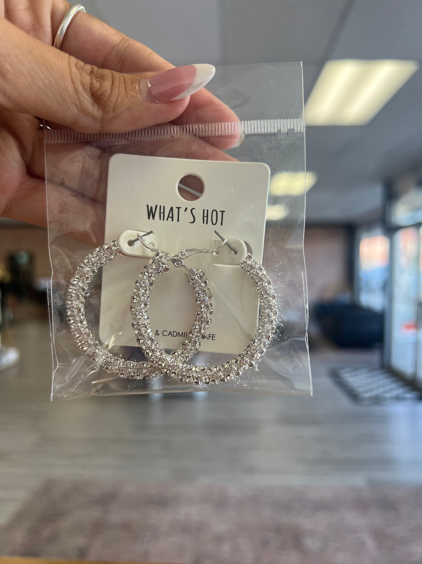 Silver Diamond Hoops