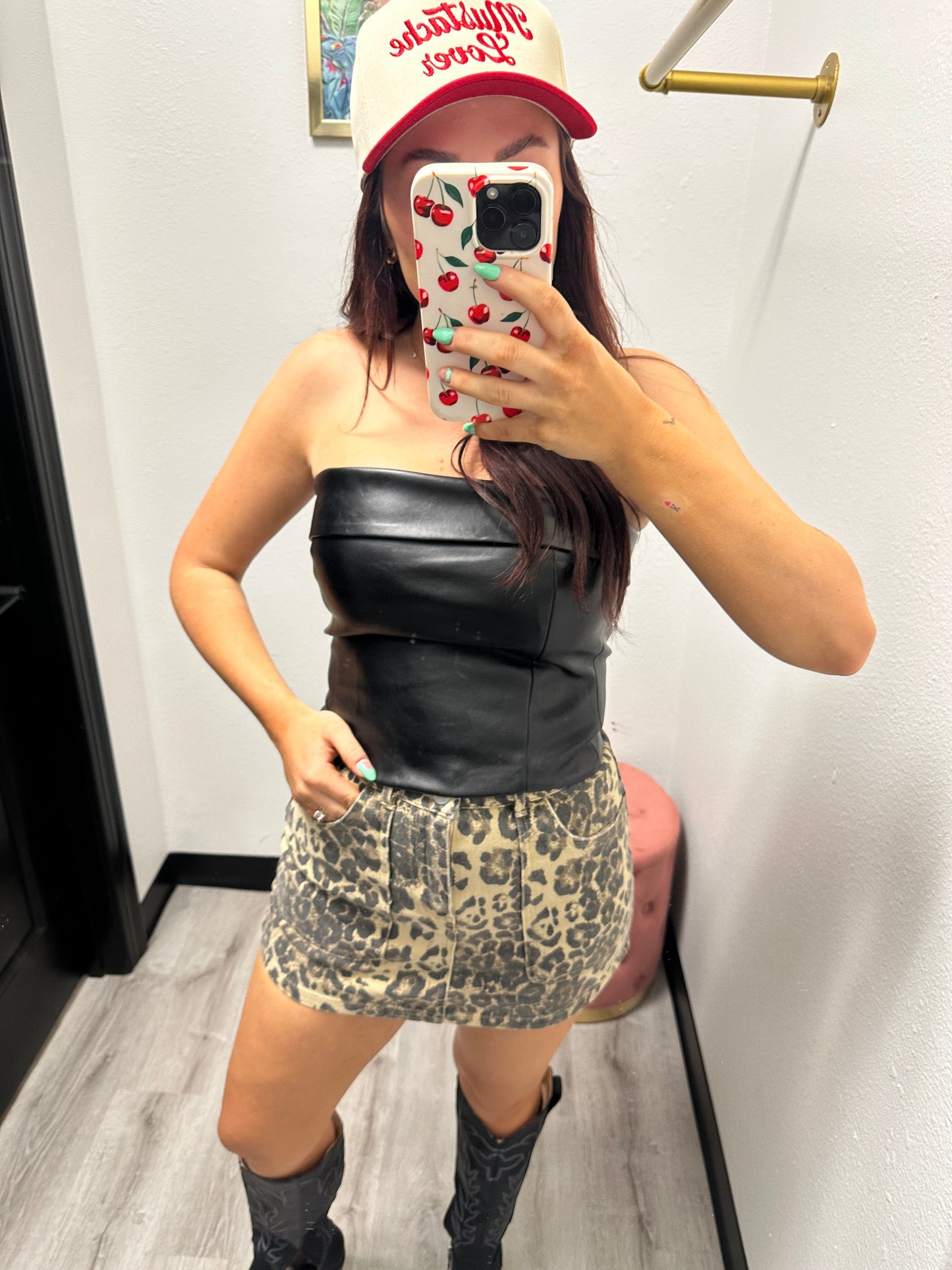 Cheetah Denim Skirt