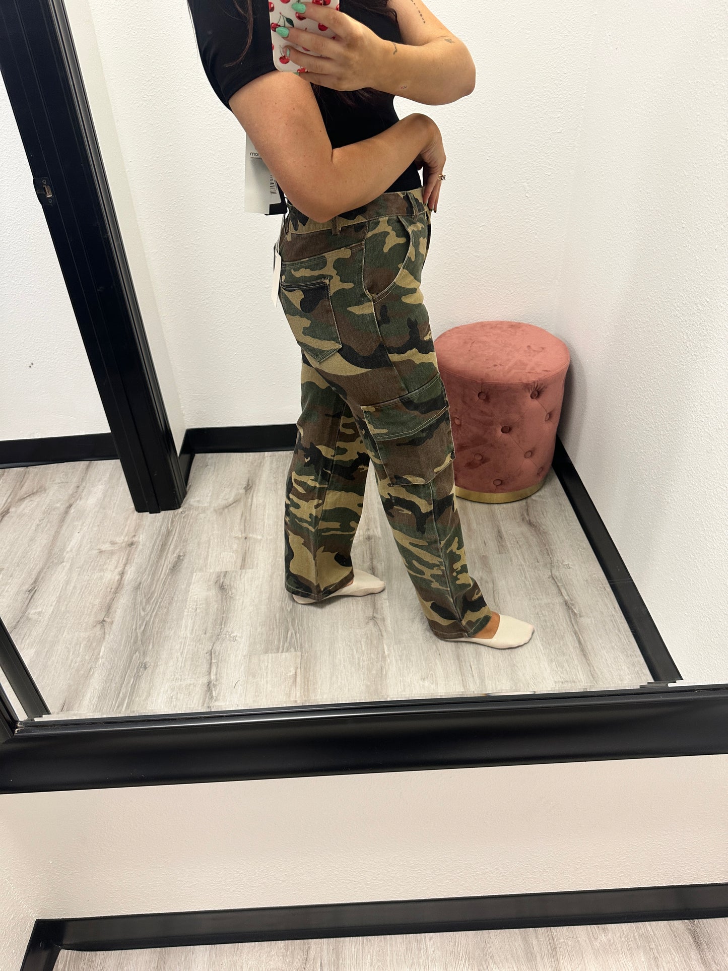 Camo Mid Rise Cargo Straights