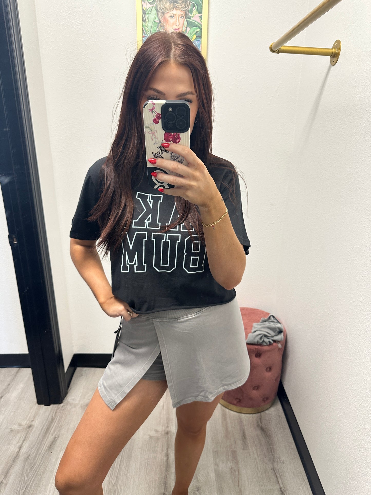 Grey Side Slit Skort