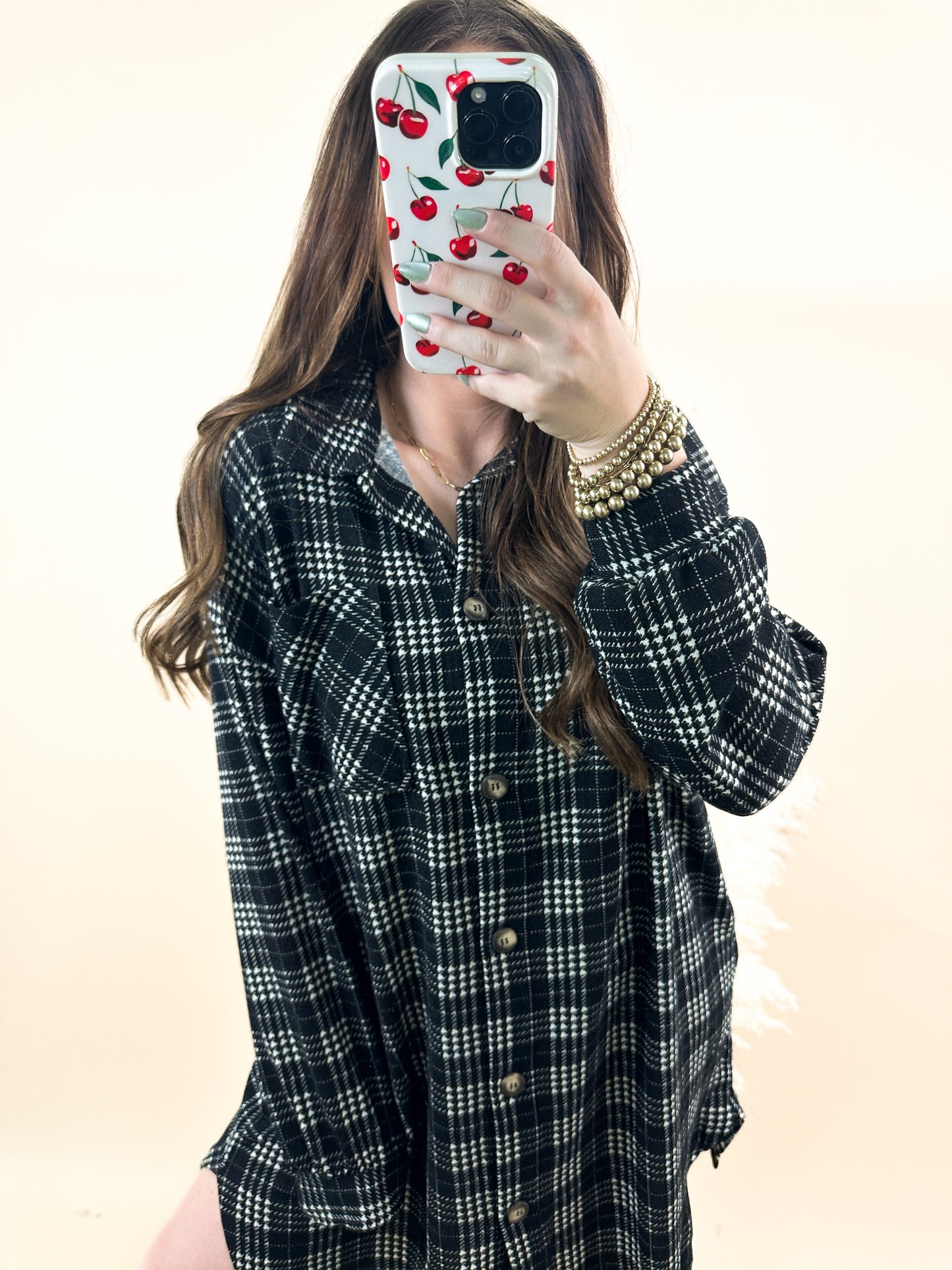 Long Sleeve Button Down Side Pocket Brushed Shaket