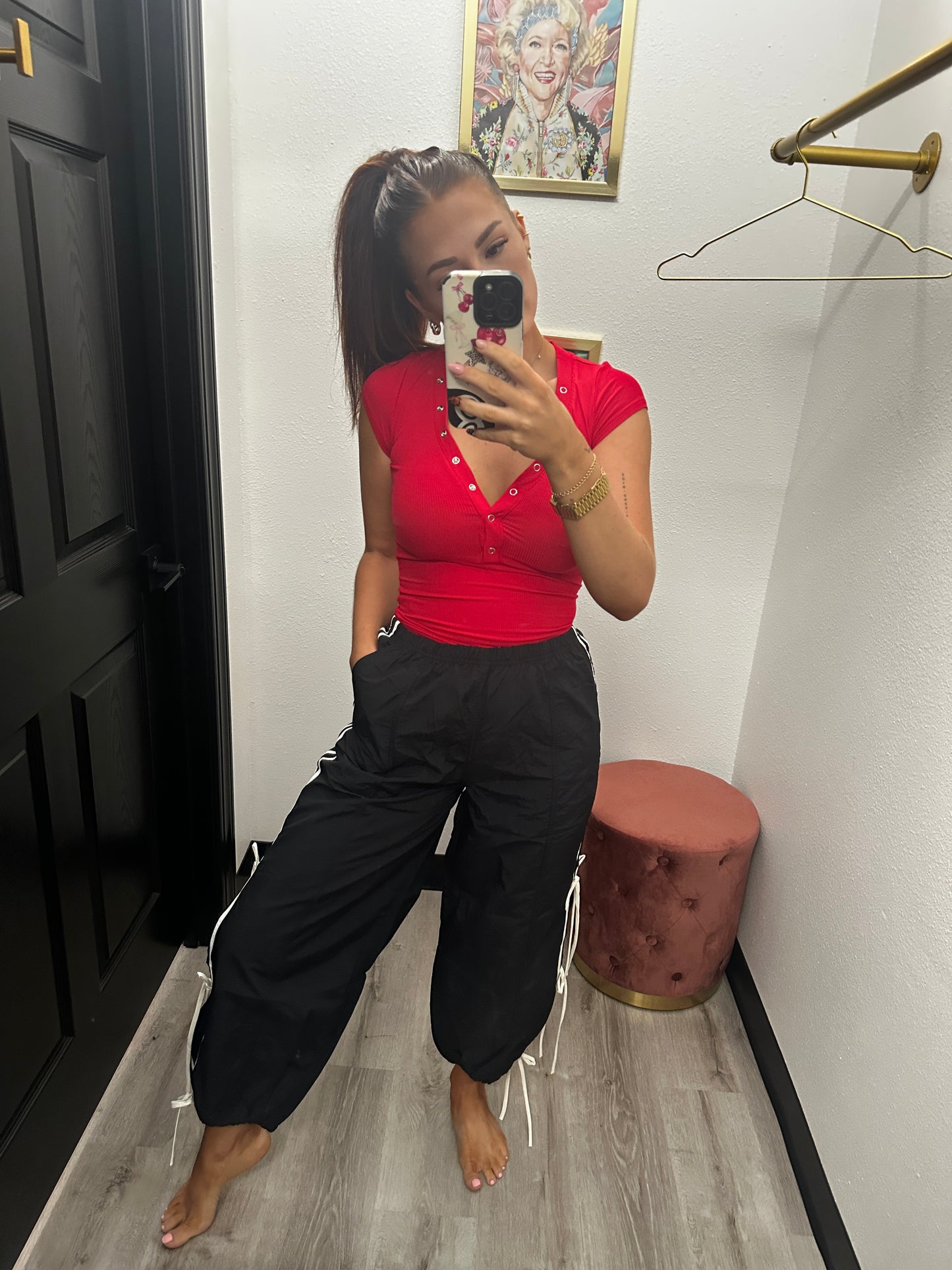 Side Tie Strap Track Joggers