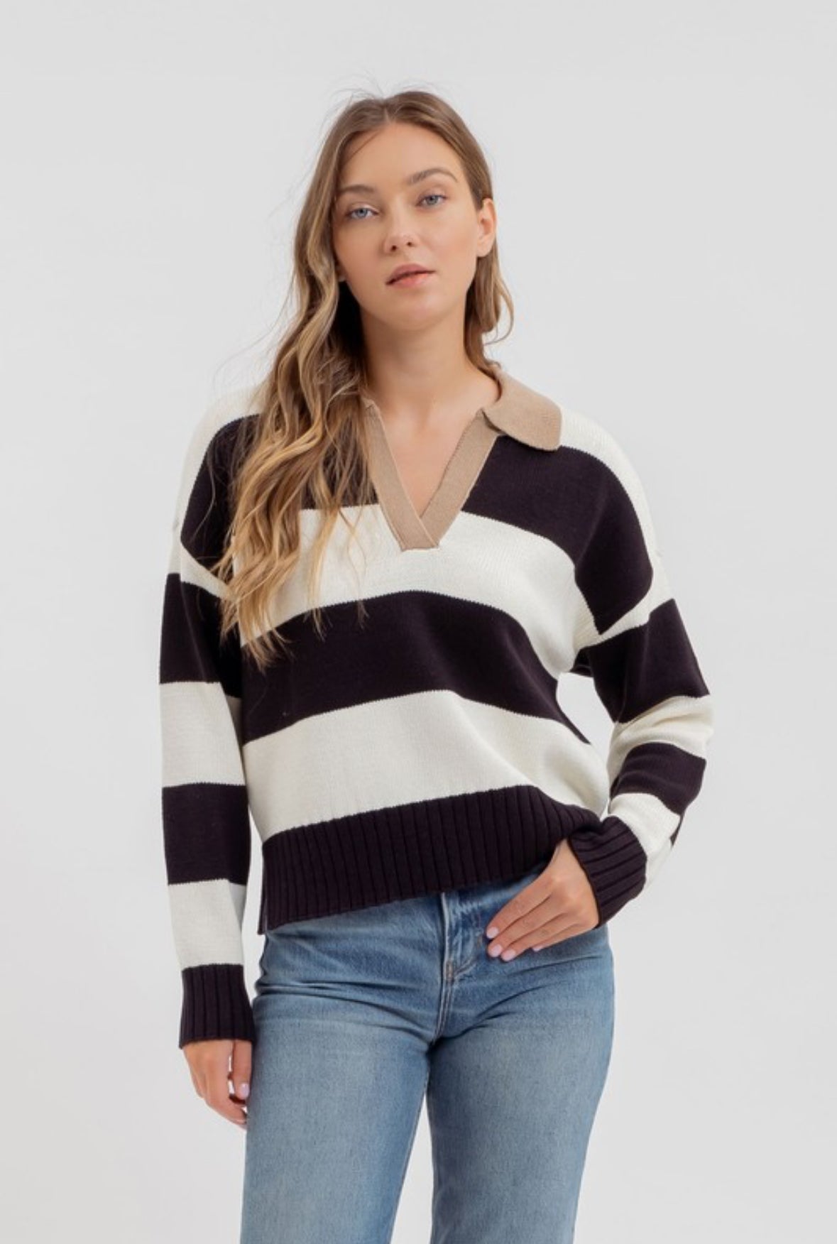 Contrast collar sweater best sale