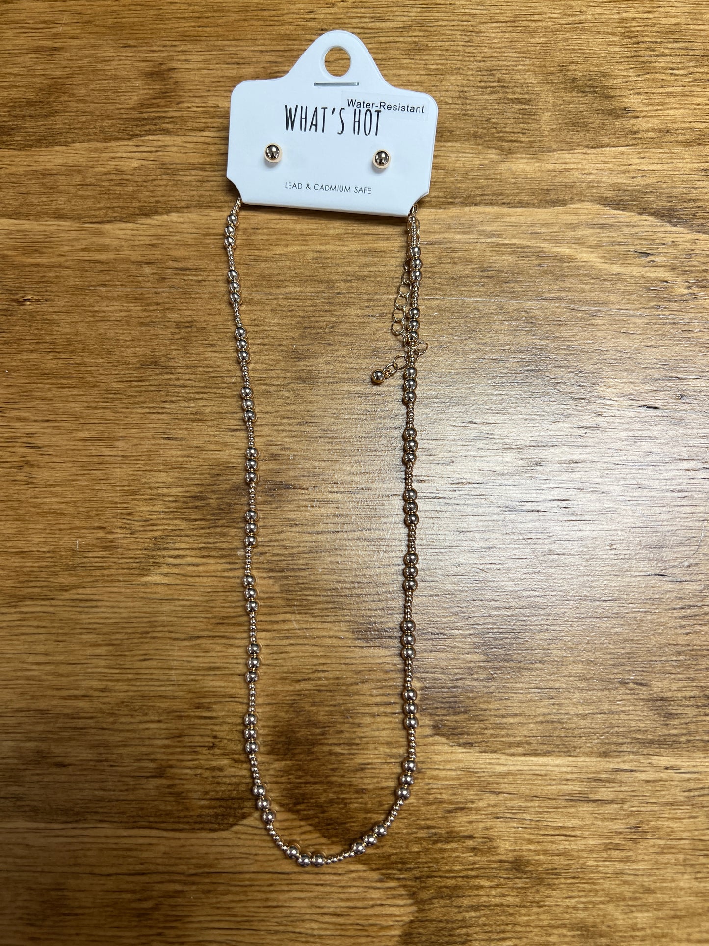 Gold Water Resistant Beaded Necklace
