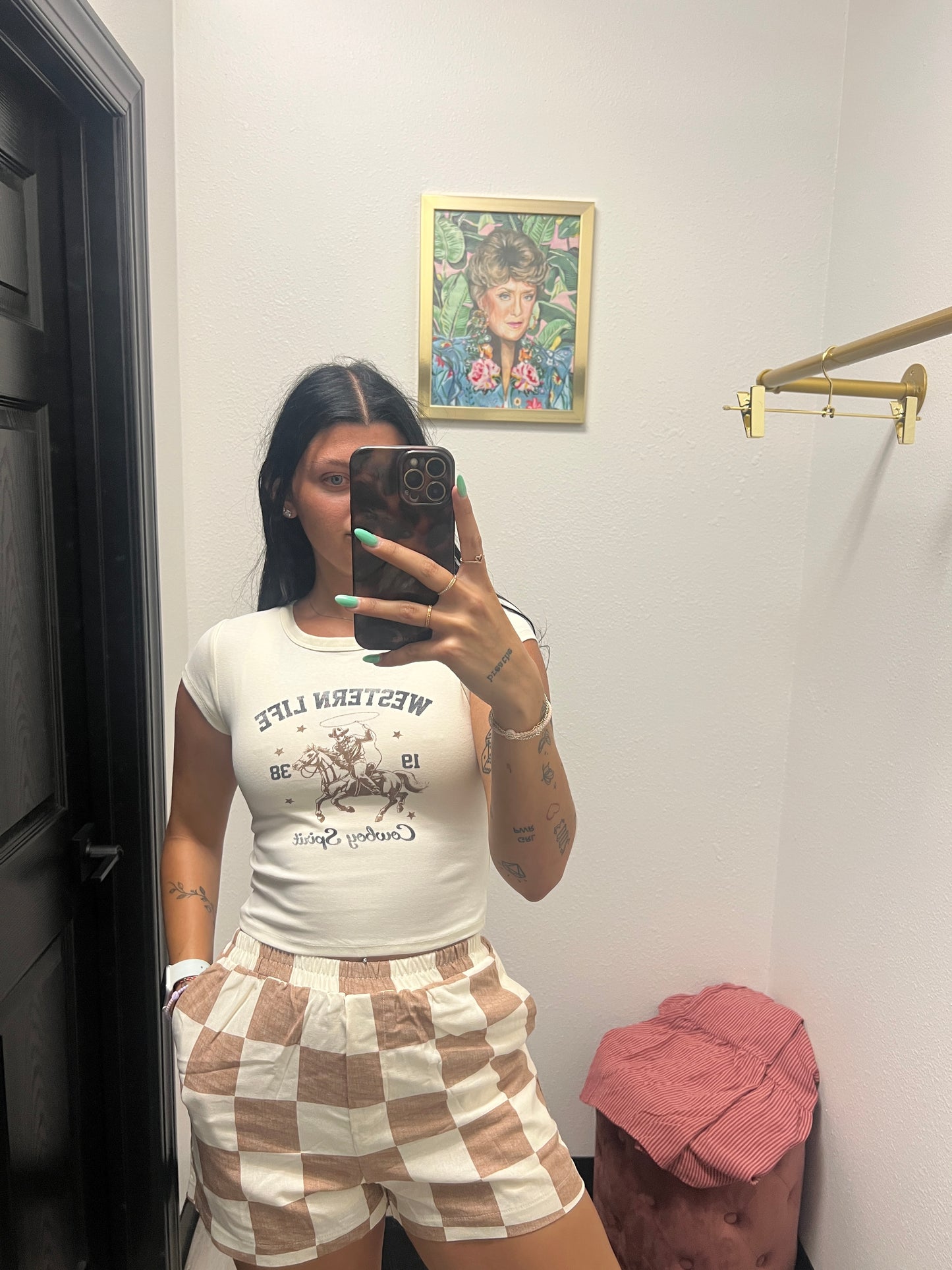 Checkered Linen Shorts