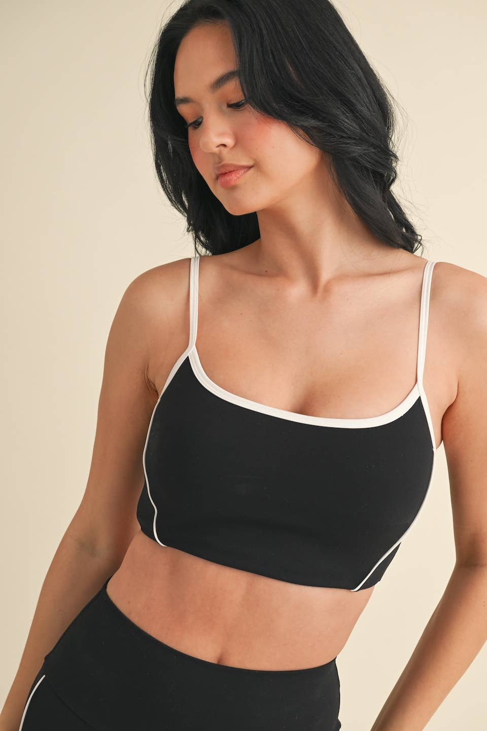 Piping Detail Crop Tank and Leggings Set