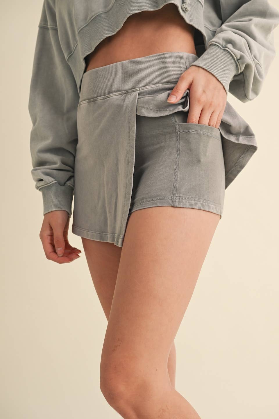 Mineral Wash Side Slit A-Line Skort