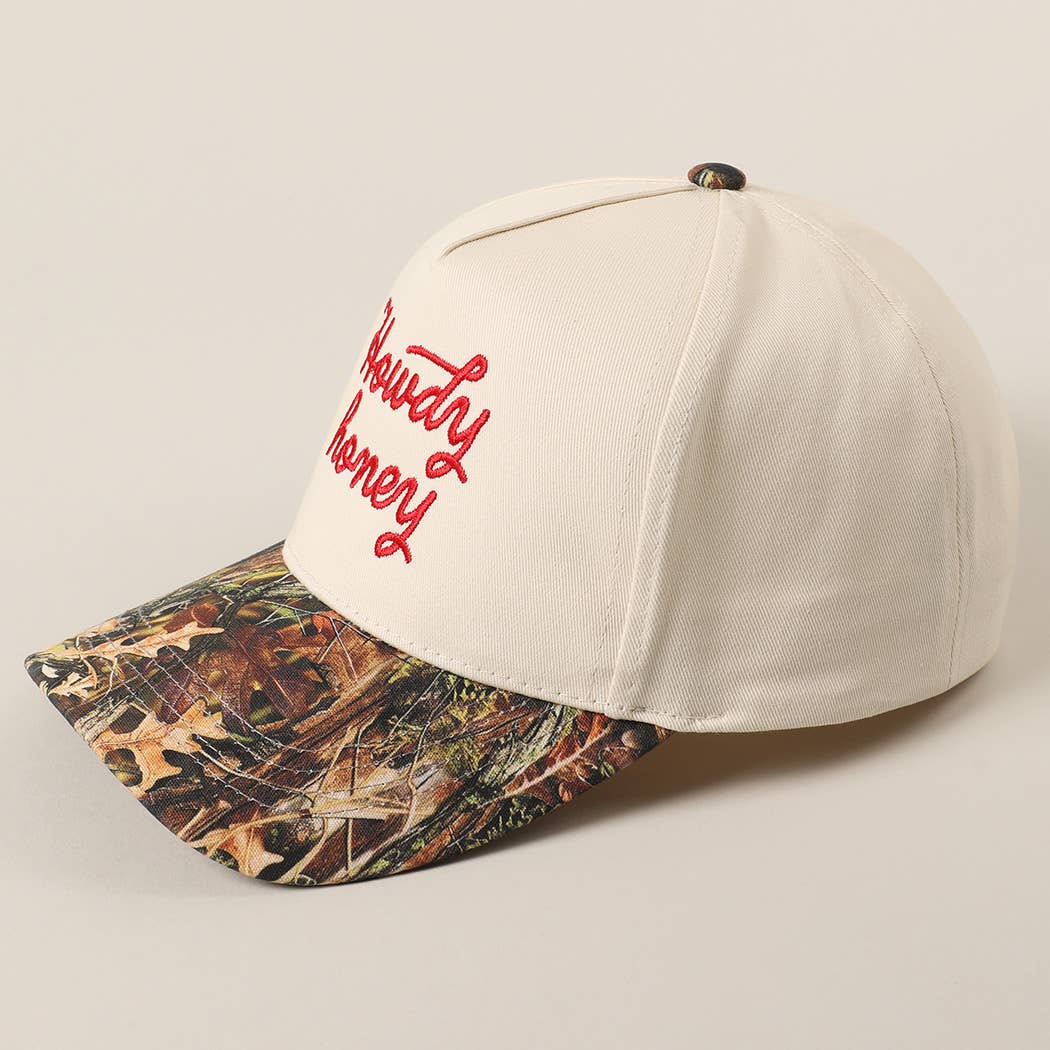 Howdy Honey Embroidery Camo Two-Tone Trucker Hat