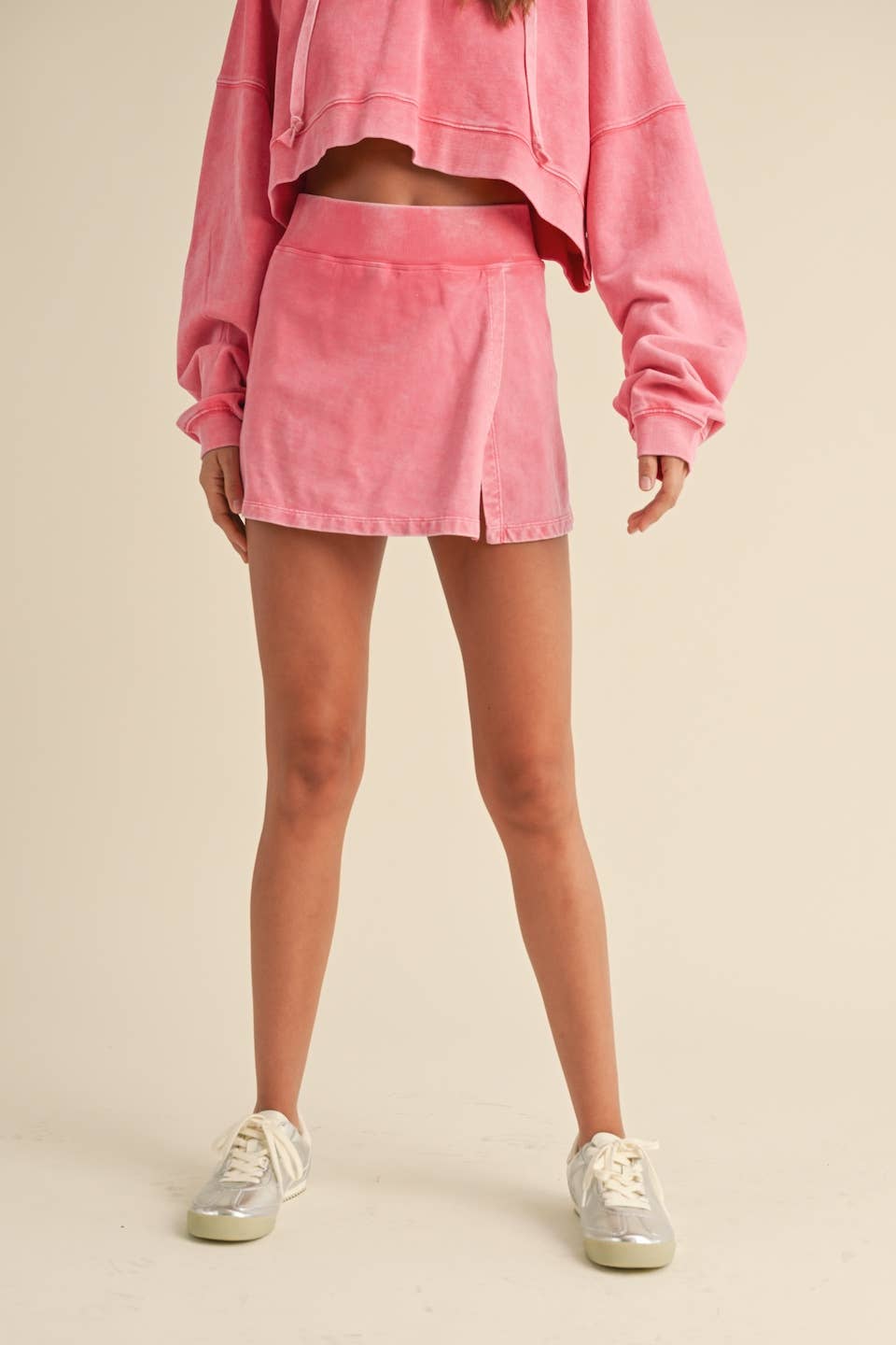 Mineral Wash Side Slit A-Line Skort