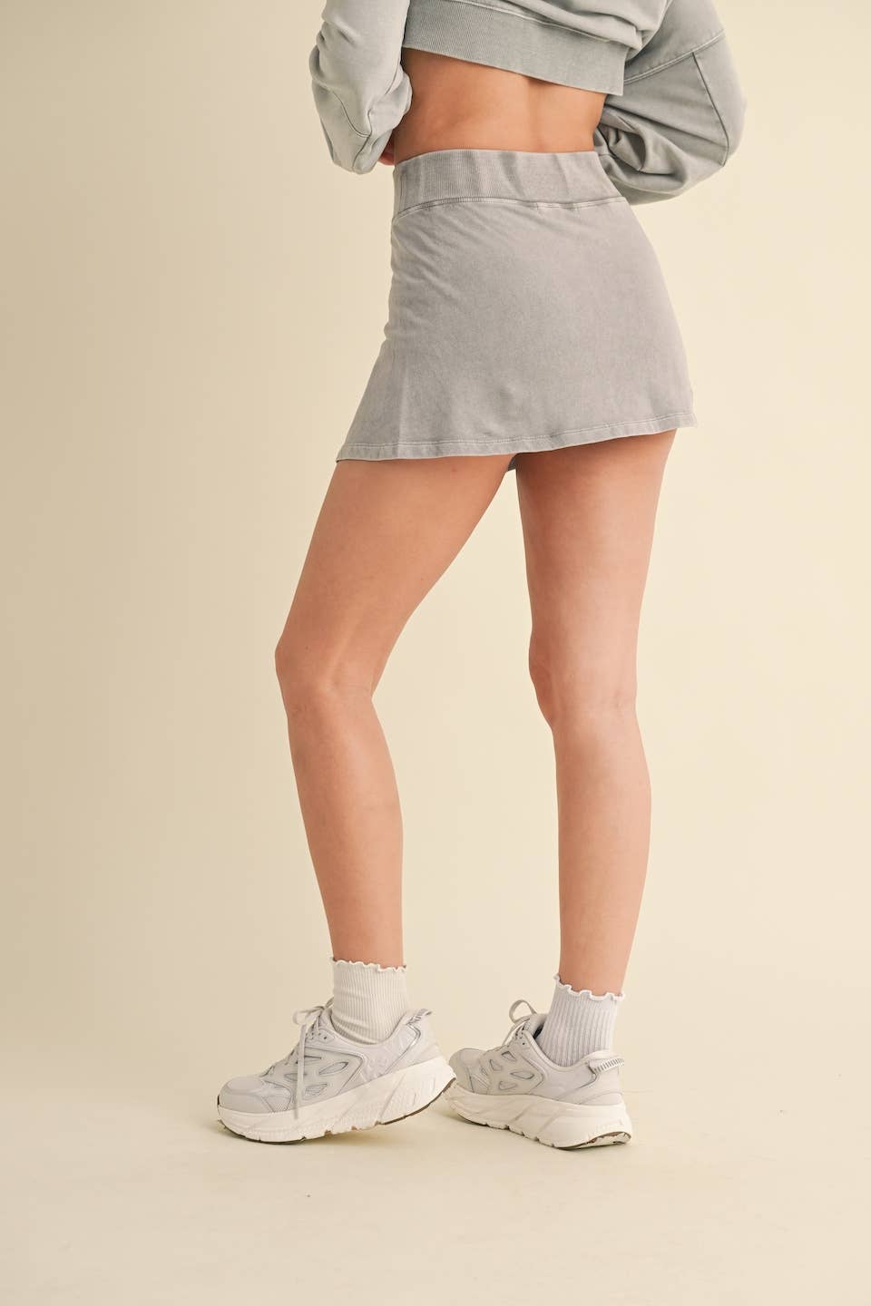 Mineral Wash Side Slit A-Line Skort