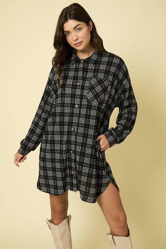 Long Sleeve Button Down Side Pocket Brushed Shaket