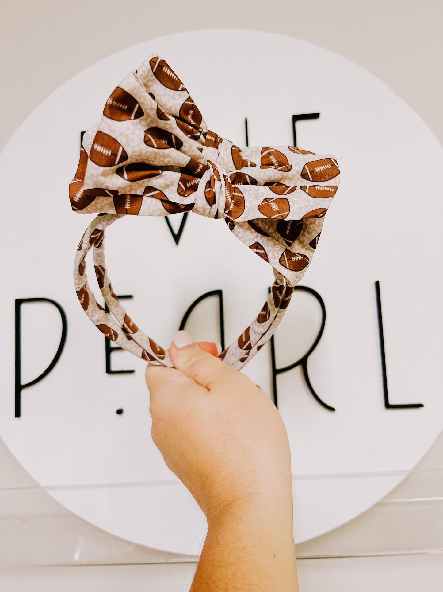 Football Bow Headband for Girls