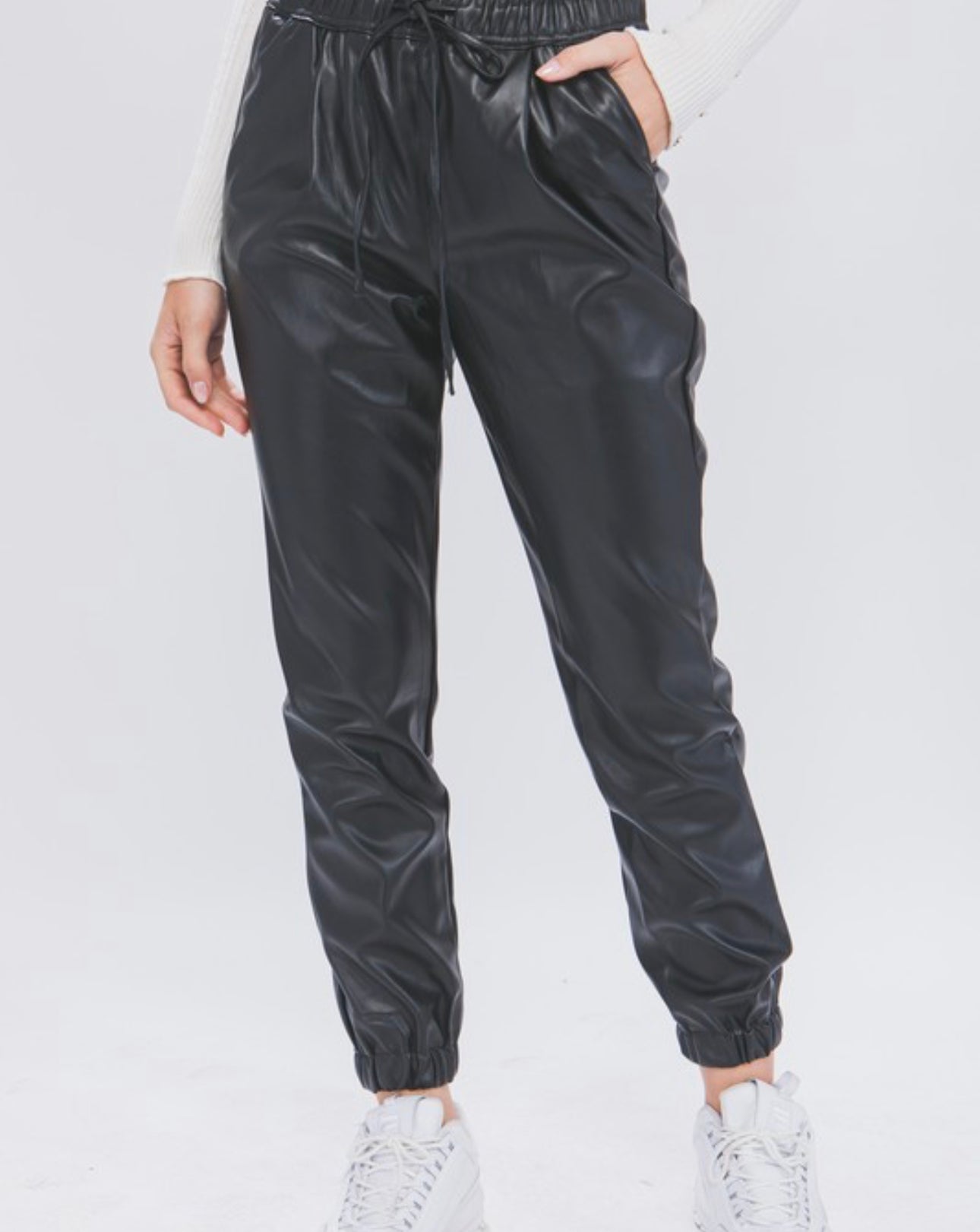 Faux Leather Joggers
