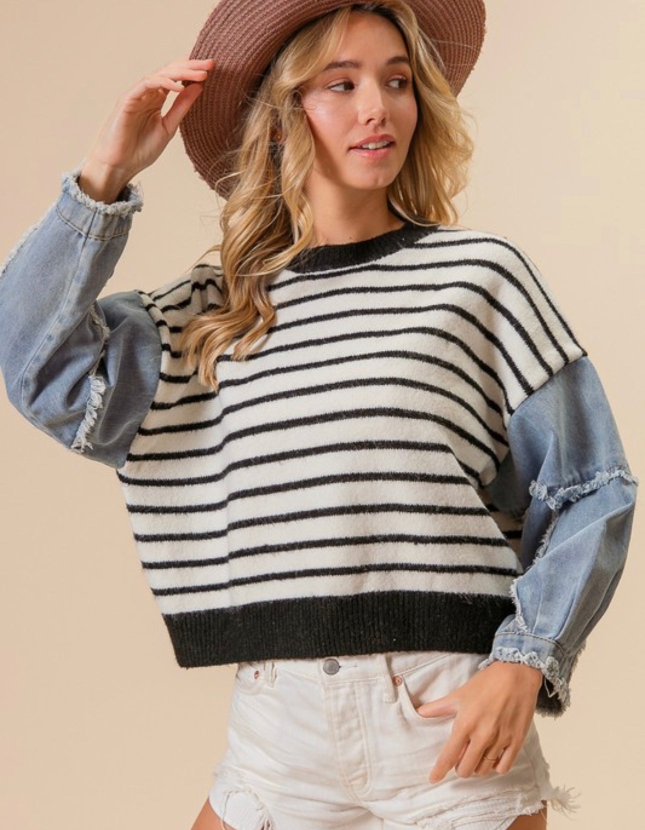 Washed Denim Sweater