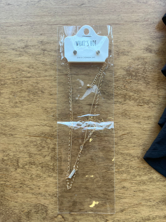 Diamond Bar Doubled Necklace