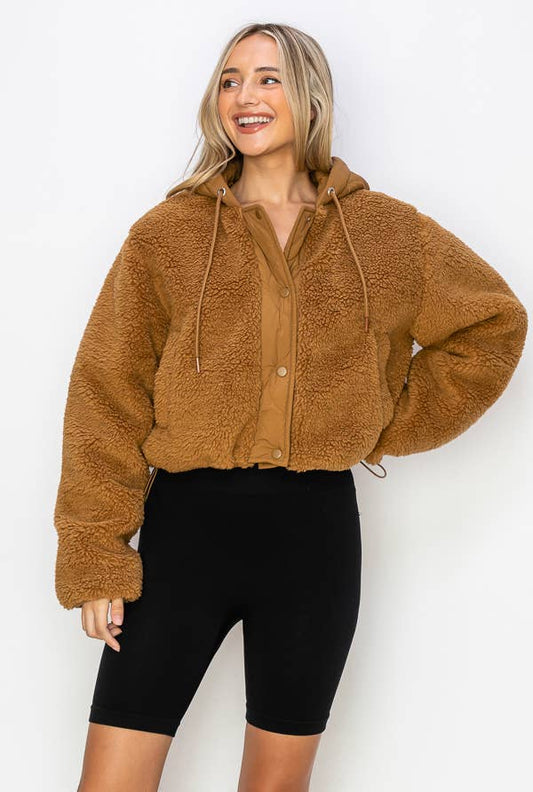 FAUX FUR HOODED JACKET