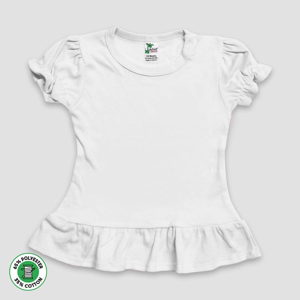 Girls Puff Short Sleeve Ruffle Hem Top - Kids Blank - DIY