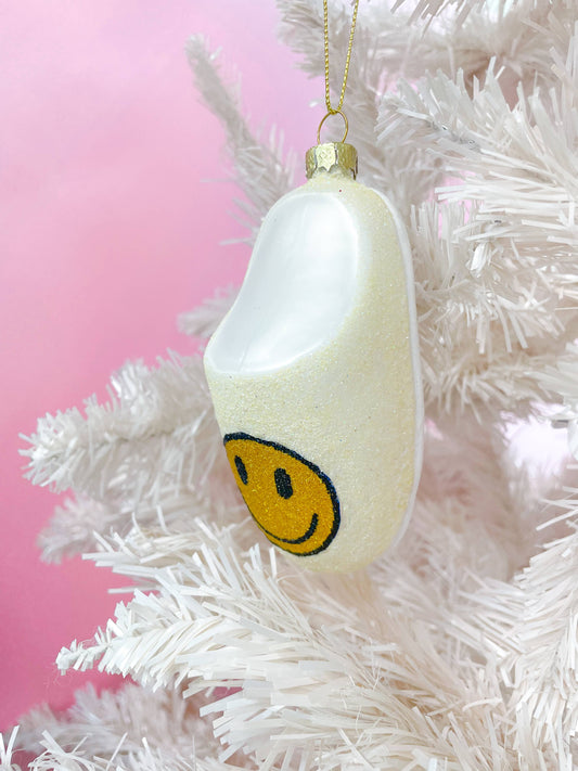 Yellow Smiley Face Slipper Christmas Ornament