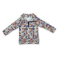 Long sleeves grey camo pocket kids zip pullover