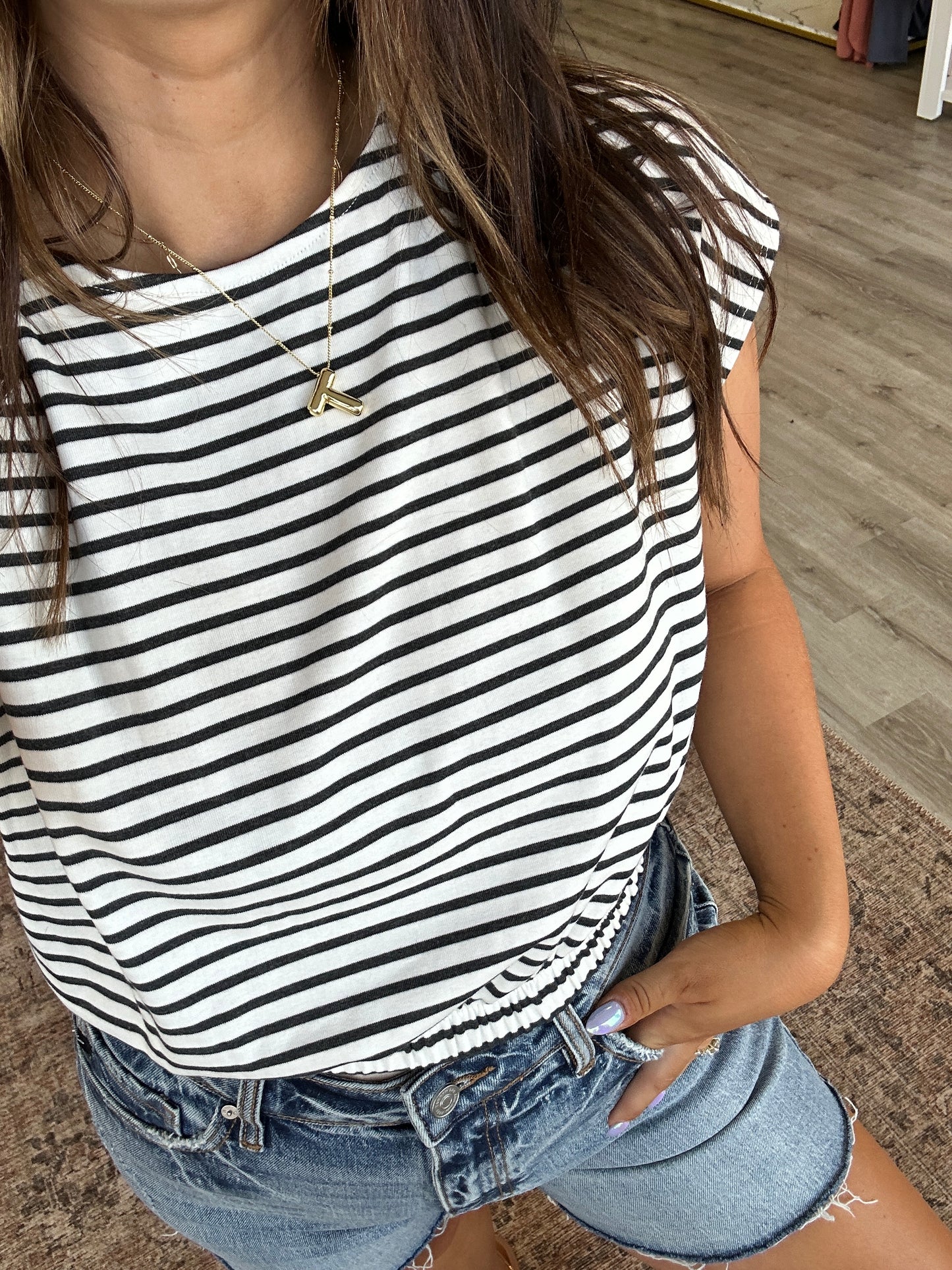 Striped Elastic Crop