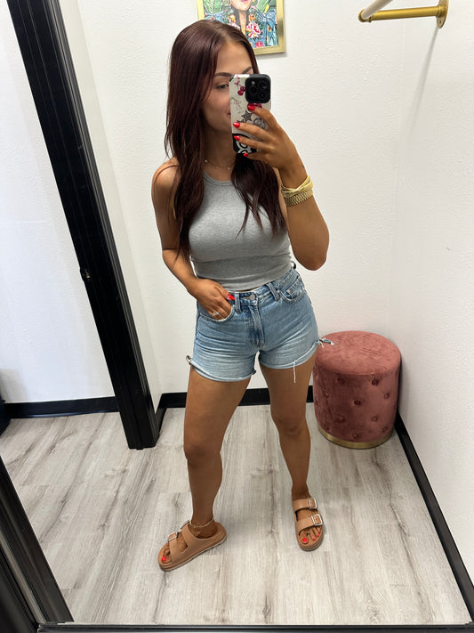 The Free Ribbed High Neck Top