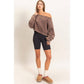 Raw Edge Acid Wash Off The Shoulder Sweatshirt