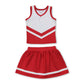 Sleeveless white red top skirt girls team cheer active set