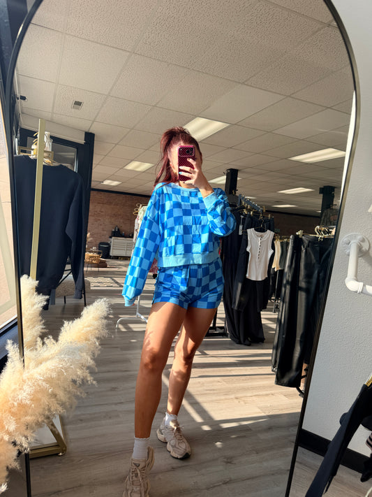 Blue checkered Set