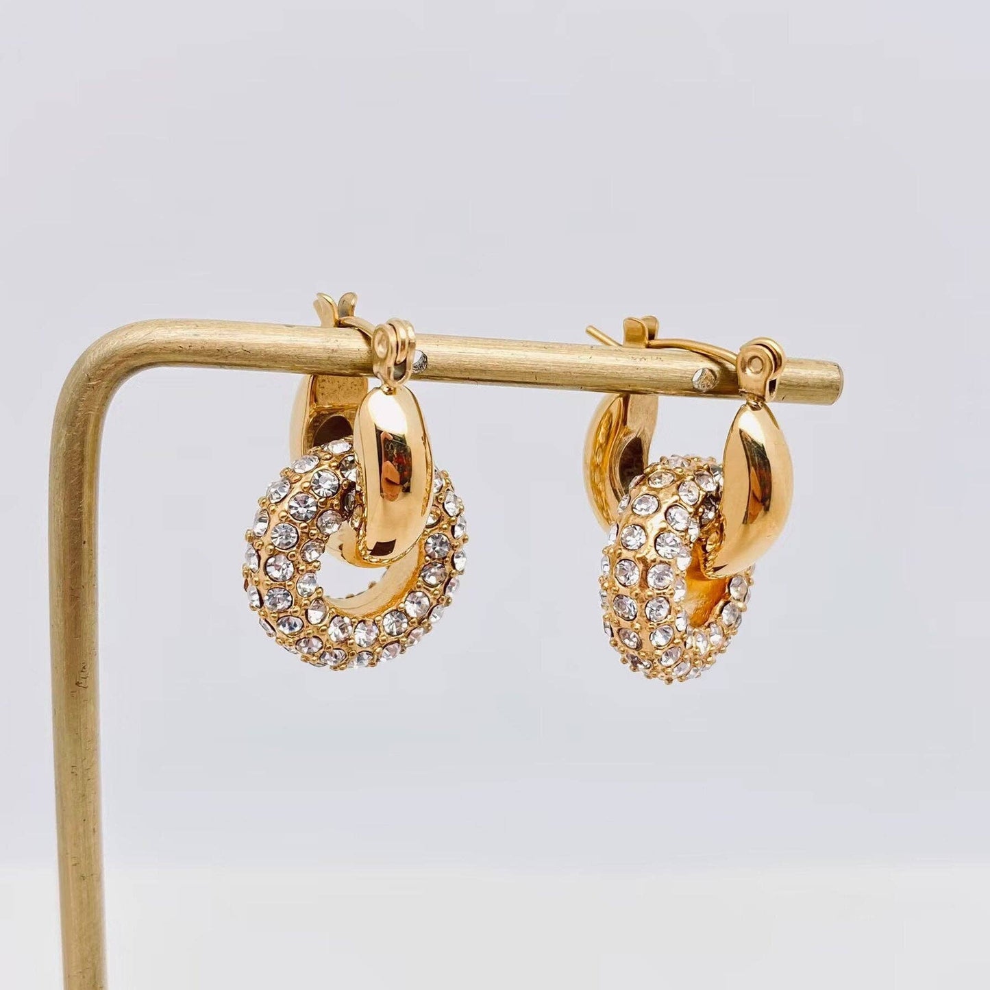 Cubic Zirconia Donut Design Huggie Earrings - FGS